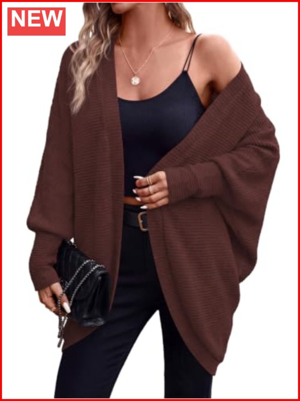 Oversized Long Sleeve Lightweight Cardigan Sweater for Women, Ribbed Knit